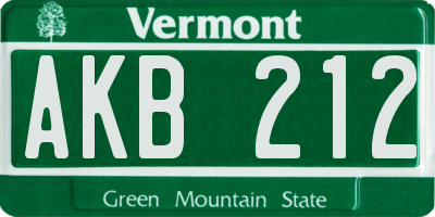 VT license plate AKB212