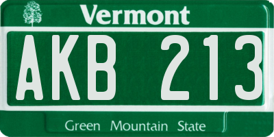 VT license plate AKB213