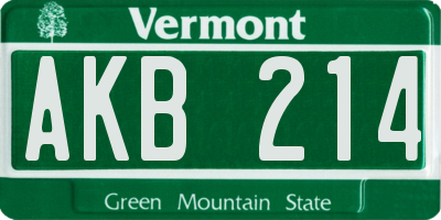 VT license plate AKB214