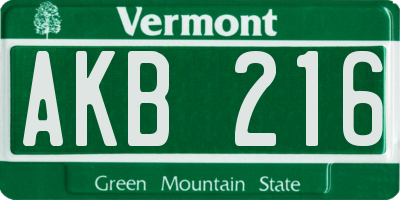 VT license plate AKB216
