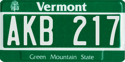 VT license plate AKB217