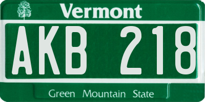 VT license plate AKB218