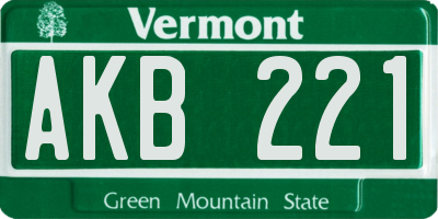 VT license plate AKB221