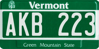 VT license plate AKB223