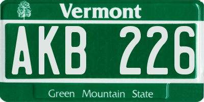 VT license plate AKB226