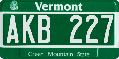 VT license plate AKB227