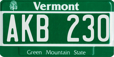 VT license plate AKB230