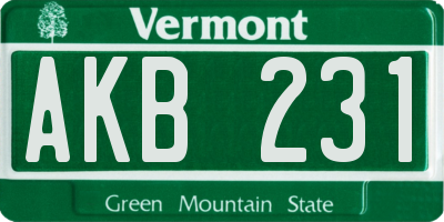 VT license plate AKB231