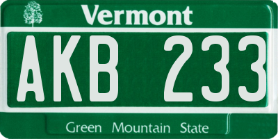 VT license plate AKB233