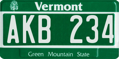 VT license plate AKB234