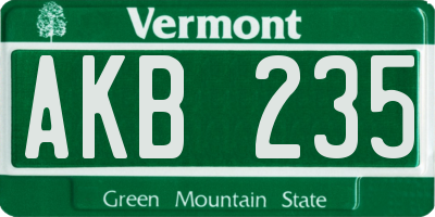 VT license plate AKB235