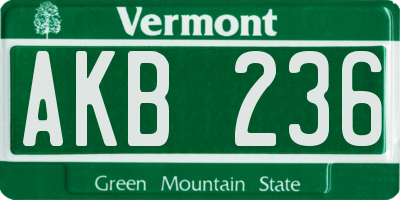 VT license plate AKB236