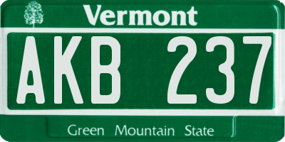 VT license plate AKB237