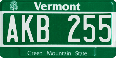 VT license plate AKB255