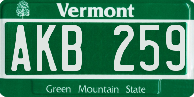 VT license plate AKB259