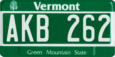 VT license plate AKB262