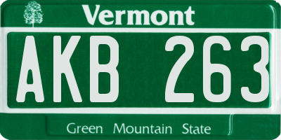 VT license plate AKB263