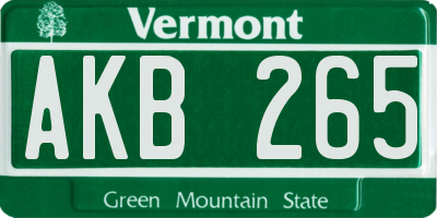 VT license plate AKB265