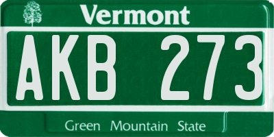 VT license plate AKB273
