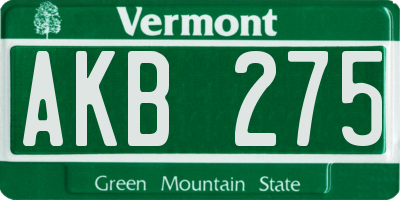 VT license plate AKB275