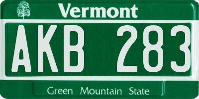 VT license plate AKB283