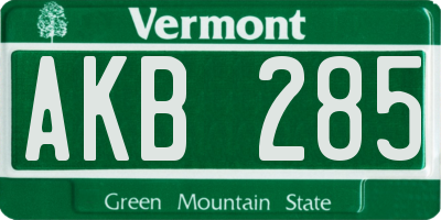 VT license plate AKB285
