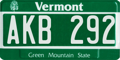 VT license plate AKB292