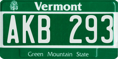 VT license plate AKB293