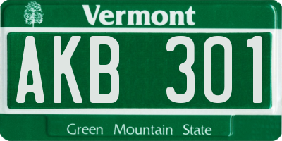 VT license plate AKB301