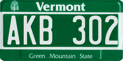 VT license plate AKB302