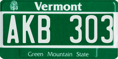 VT license plate AKB303
