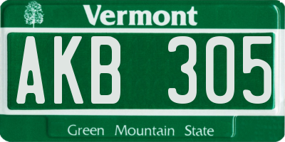 VT license plate AKB305