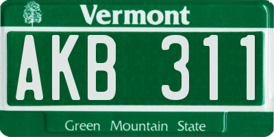 VT license plate AKB311