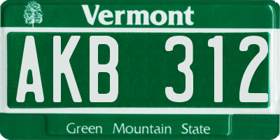 VT license plate AKB312