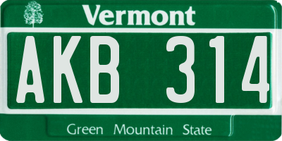 VT license plate AKB314