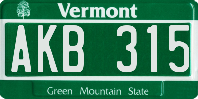 VT license plate AKB315