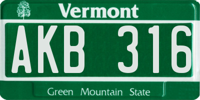 VT license plate AKB316
