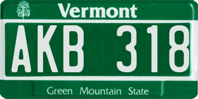 VT license plate AKB318