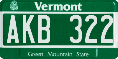 VT license plate AKB322