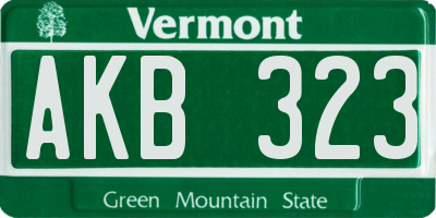 VT license plate AKB323