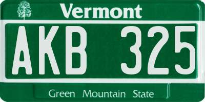 VT license plate AKB325
