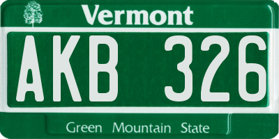 VT license plate AKB326