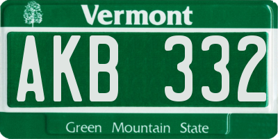 VT license plate AKB332