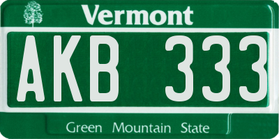 VT license plate AKB333