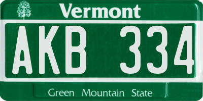 VT license plate AKB334