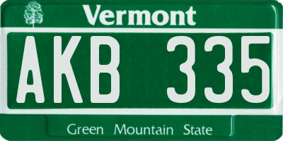 VT license plate AKB335