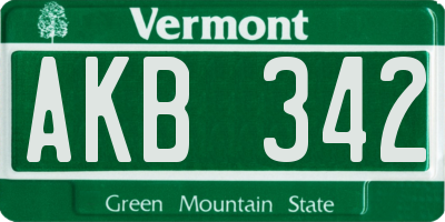 VT license plate AKB342