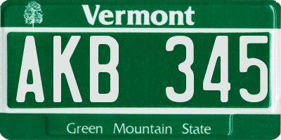 VT license plate AKB345