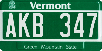 VT license plate AKB347