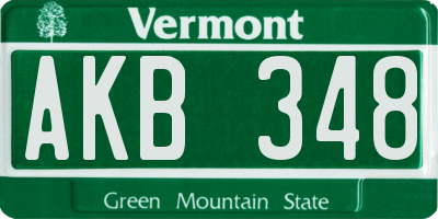 VT license plate AKB348